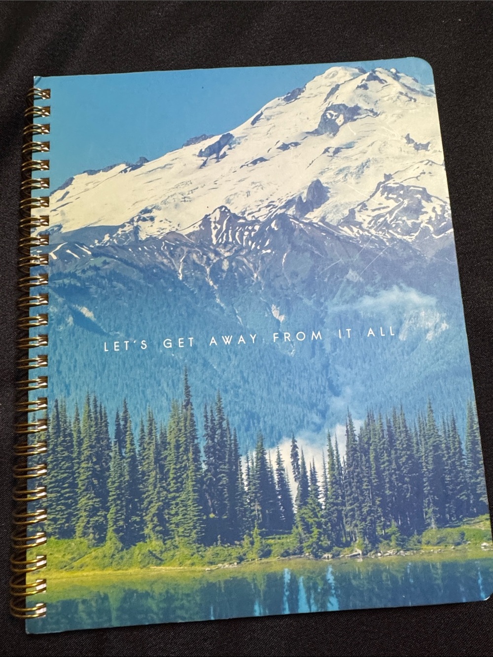 Scenic Blue Mountain Spiral Notebook with Gold Coil